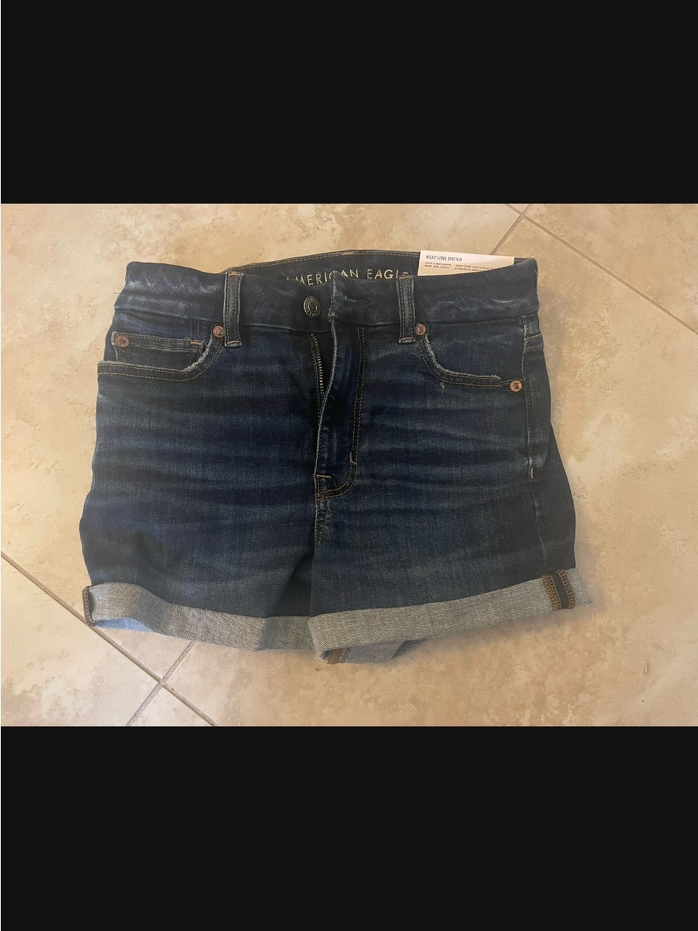 American Eagle Outfitters Dark Indigo Rolled Hem Jean Shorts (NWT)